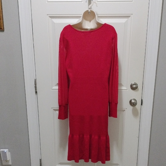 Almost Famous Red Long Sleeve Dress - Picture 3 of 5